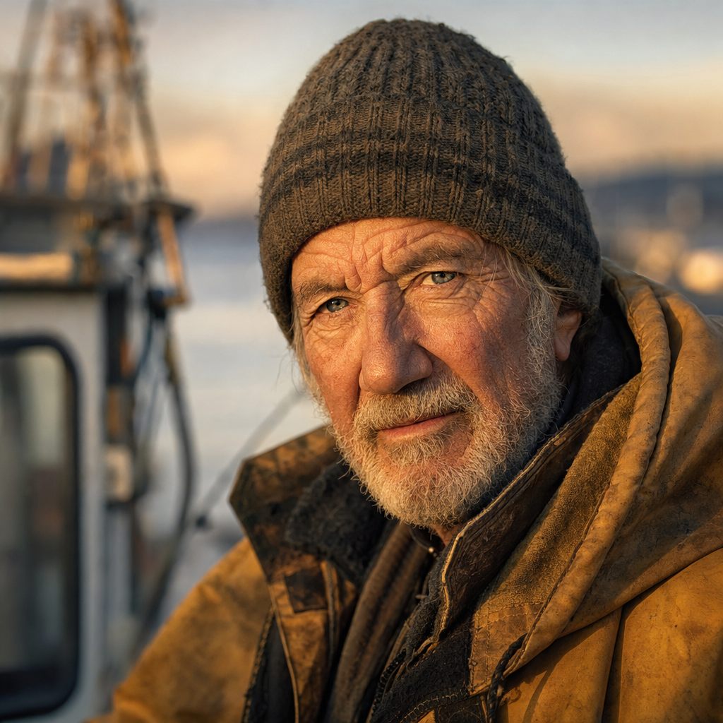 GPT Image 2: A portrait of an elderly fisherman with a weathered face and a knitted wool cap, golden hour light, shallow depth of field